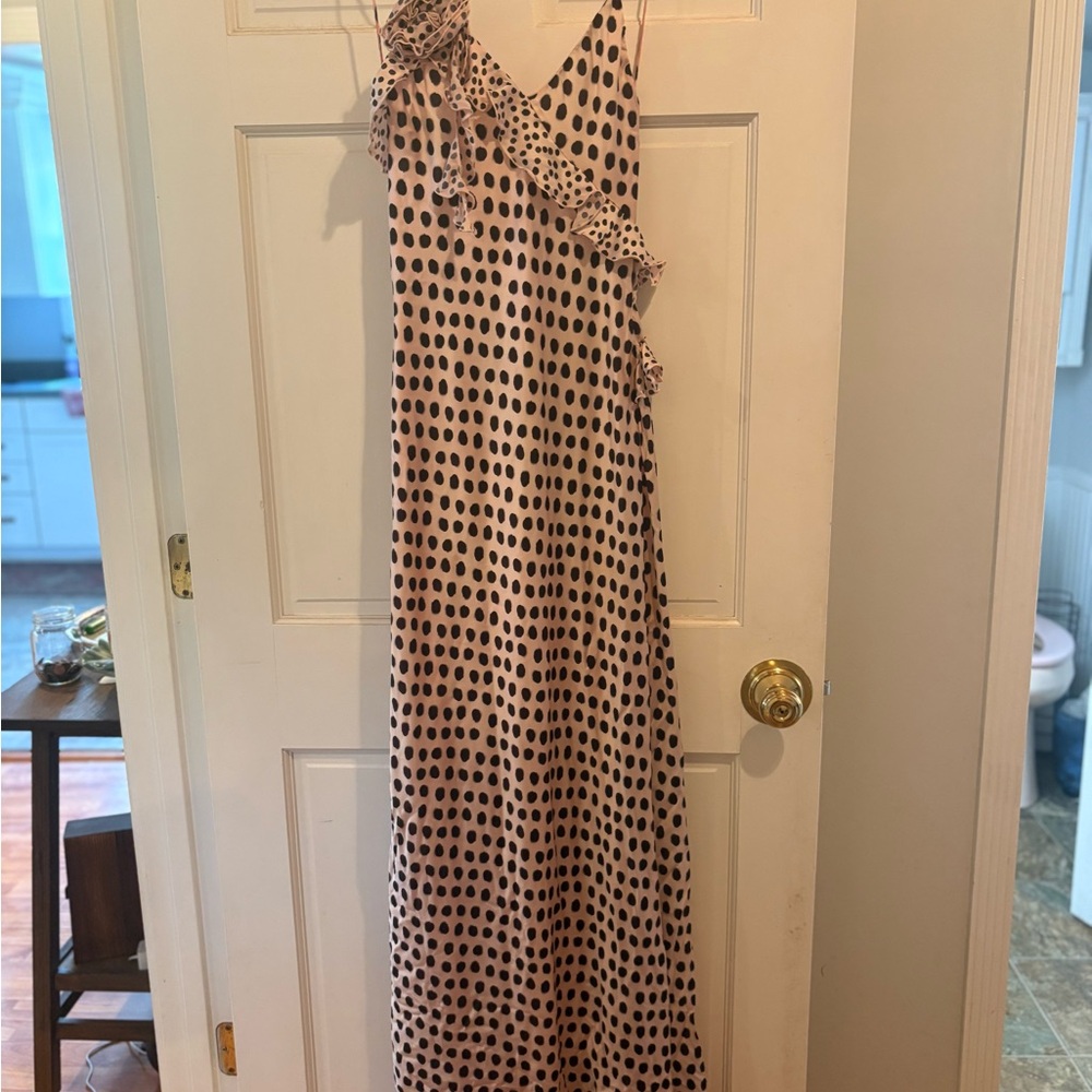 Zara One Shoulder Black Polka Dot Dress